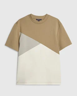 Beige Slim Fit Colour Block T-Shirt