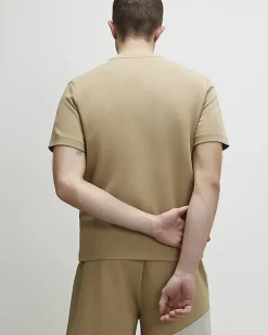 Beige Slim Fit Colour Block T-Shirt