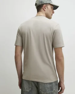 Beige Slim Fit Crew Neck Lightweight T-Shirt
