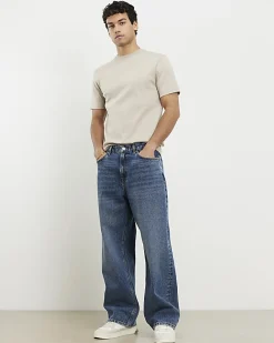 Beige Slim Fit Interlock Crew Neck T-Shirt