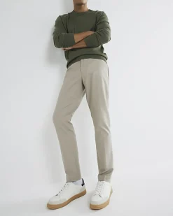 Beige Slim Fit Stretch Chino Trousers