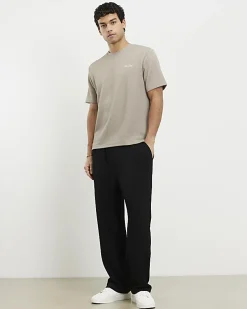 Beige Slim Fit Textured Midweight T-Shirt