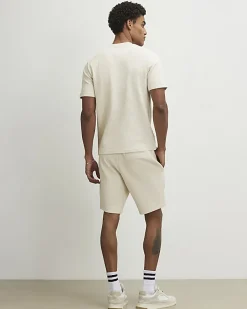 Beige Slim Fit Textured T-Shirt & Shorts Set