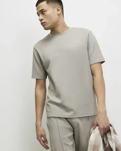 Beige Slim Fit T-shirt and Shorts Set