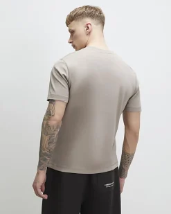 Beige Slim Fit V Neck T-Shirt