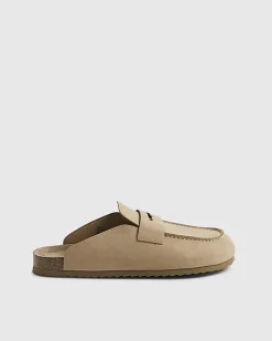 Beige Slip On Mule Sandals