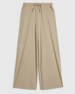 Beige Soft Touch Wide Leg Trousers