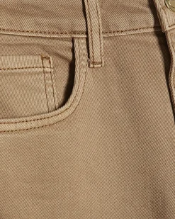 Beige Stretch Straight Leg Jeans