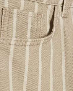 Beige Stripe Wide Leg Jeans
