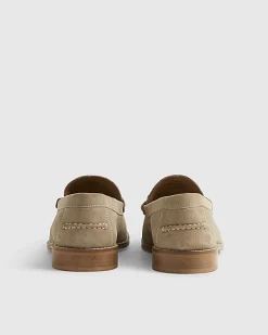 Beige Suede Snaffle Loafers