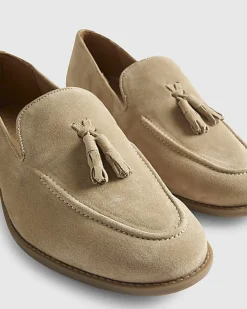 Beige Suede Tassel Loafers