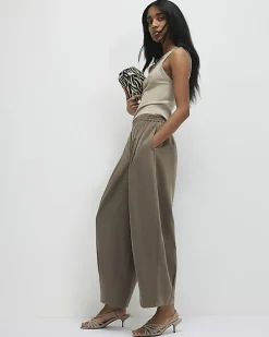 Beige Tailored Balloon Leg Trousers