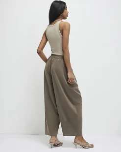 Beige Tailored Balloon Leg Trousers