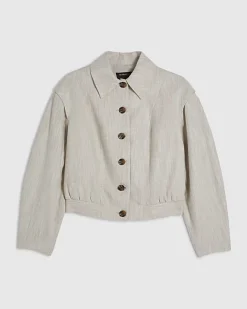 Beige Tailored Bomber Jacket