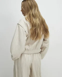 Beige Tailored Bomber Jacket