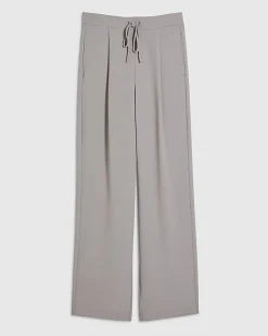 Beige Tailored Drawstring Wide Leg Trousers