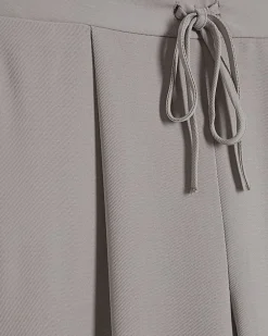 Beige Tailored Drawstring Wide Leg Trousers