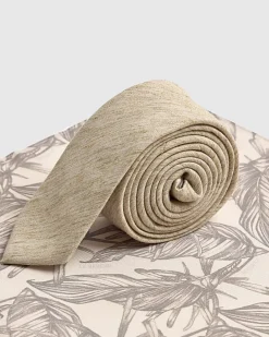 Beige Tie And Handkerchief Set