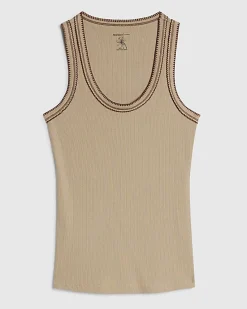 Beige Whipstitch Tank Top