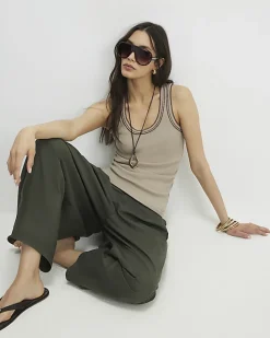 Beige Whipstitch Tank Top