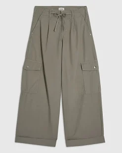 Beige Wide Leg Cargo Trousers