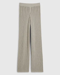 Beige Wide Leg Knitted Trousers