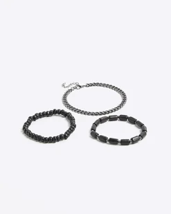 Black 3 Pack Chain Bracelets
