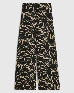 Black Abstract Wide Leg Trousers