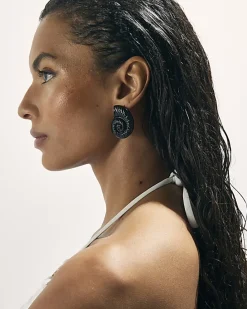 Black Ammonite Shell Earrings