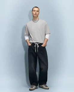 Black Baggy Fit Washed Jeans