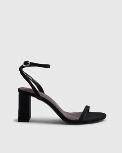 Black Barely There Heeled Sandals