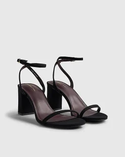 Black Barely There Heeled Sandals