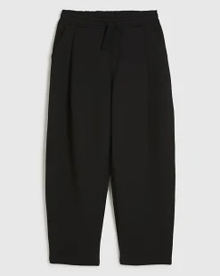 Black Barrel Fit Pleated Joggers