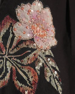 Black Beaded Floral Shorts