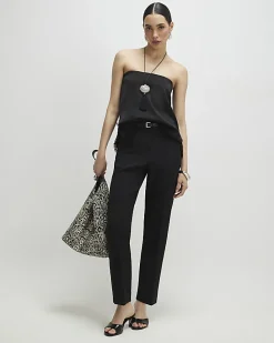 Black Belted Slim Fit Trousers