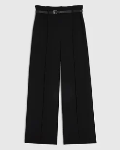 Black Belted Straight Leg Trousers