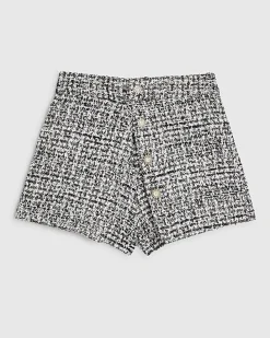 Black Boucle Wrap Over Shorts