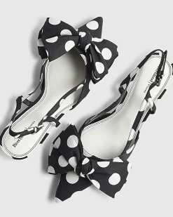 Black Bow Polka Dot Slingback Court Heels