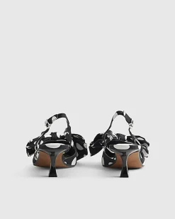 Black Bow Polka Dot Slingback Court Heels