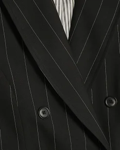 Black Boxy Fit Pinstripe Waistcoat
