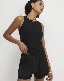 Black Built In Bra Vest Top