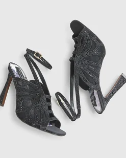 Black Butterfly Caged Heels