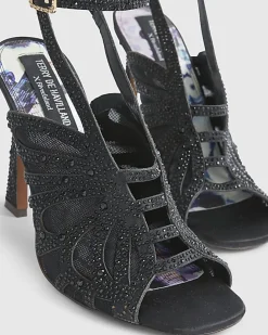 Black Butterfly Caged Heels
