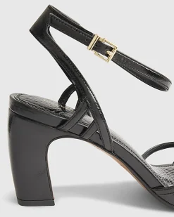Black Caged Heeled Sandals