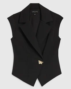 Black Cap Sleeve Twill Waistcoat