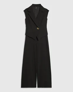 Black Cap Sleeve Wide Leg Jumpsuit