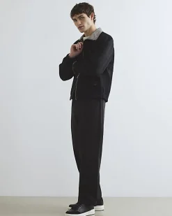 Black Check Lined Harrington Jacket