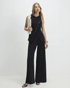 Black Collarless Asymmetric Jumpsuit