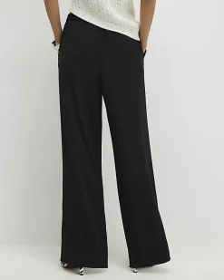 Black Crepe Wide Leg Trousers