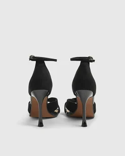 Black Cross Over Strap Heeled Sandals